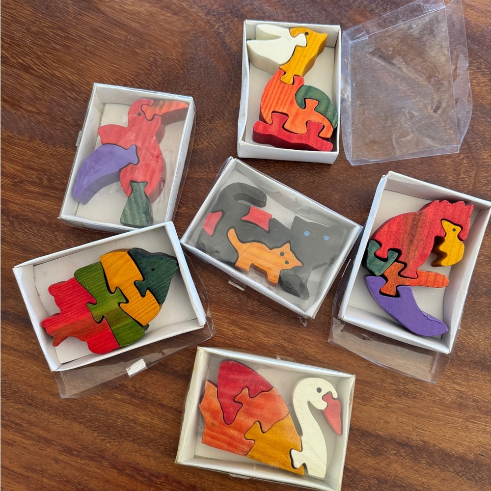 Colorful Wood Animal Puzzle Set for Kids